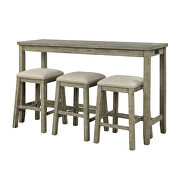 Gray/ green 4-piece counter height table set with socket and leather padded stools by La Spezia additional picture 14