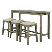 Gray/ green 4-piece counter height table set with socket and leather padded stools by La Spezia additional picture 16