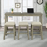 Gray/ green 4-piece counter height table set with socket and leather padded stools by La Spezia additional picture 18