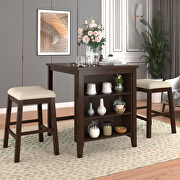 Brown 3 piece square dining table with padded stools by La Spezia additional picture 15