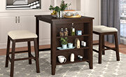 Brown 3 piece square dining table with padded stools by La Spezia additional picture 16