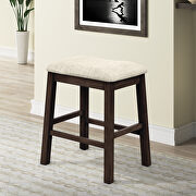Brown 3 piece square dining table with padded stools additional photo 3 of 19