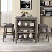 Dark gray 3 piece square dining table with padded stools by La Spezia additional picture 10