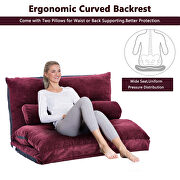 Burgundy fabric adjustable folding futon lounge sofa by La Spezia additional picture 3