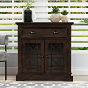 Espresso wood retro storage cabinet chest with doors and big wood drawer by La Spezia additional picture 7