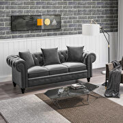 Dark gray velvet upholstery chesterfield sofa deep button tufted by La Spezia additional picture 18