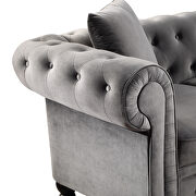 Dark gray velvet upholstery loveseat sofa deep button tufted by La Spezia additional picture 13