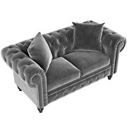 Dark gray velvet upholstery loveseat sofa deep button tufted by La Spezia additional picture 14