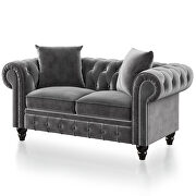 Dark gray velvet upholstery loveseat sofa deep button tufted by La Spezia additional picture 15