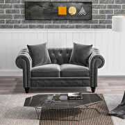 Dark gray velvet upholstery loveseat sofa deep button tufted by La Spezia additional picture 16