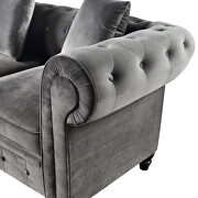 Dark gray velvet upholstery loveseat sofa deep button tufted additional photo 4 of 16