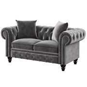 Dark gray velvet upholstery loveseat sofa deep button tufted by La Spezia additional picture 7