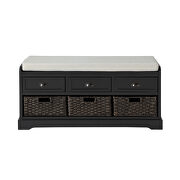 Black wood storage bench with 3 drawers and 3 baskets by La Spezia additional picture 11