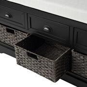 Black wood storage bench with 3 drawers and 3 baskets by La Spezia additional picture 13