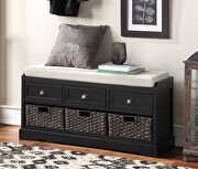 Black wood storage bench with 3 drawers and 3 baskets by La Spezia additional picture 6