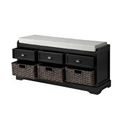 Black wood storage bench with 3 drawers and 3 baskets by La Spezia additional picture 8