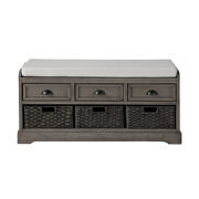 Gray wood storage bench with 3 drawers and 3 baskets by La Spezia additional picture 6