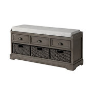 Gray wood storage bench with 3 drawers and 3 baskets by La Spezia additional picture 7