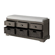 Gray wood storage bench with 3 drawers and 3 baskets by La Spezia additional picture 8