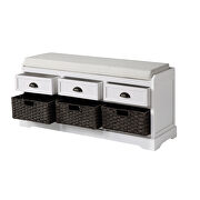 White wood storage bench with 3 drawers and 3 baskets by La Spezia additional picture 3