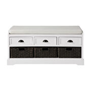 White wood storage bench with 3 drawers and 3 baskets by La Spezia additional picture 7