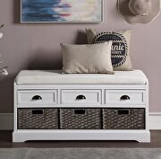 White wood storage bench with 3 drawers and 3 baskets by La Spezia additional picture 8