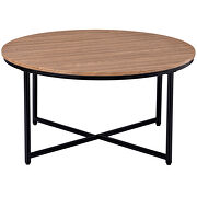 X-shaped base brown top rustic design round coffee table by La Spezia additional picture 11