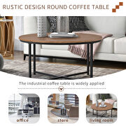 X-shaped base brown top rustic design round coffee table by La Spezia additional picture 5