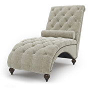 Beige linen button tufted chaise lounge chair by La Spezia additional picture 13