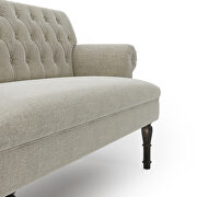 Beige linen textured fabric chesterfield settee button tufted scrolled arm loveseat additional photo 2 of 18