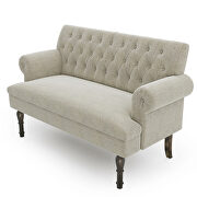 Beige linen chesterfield settee button tufted scrolled arm loveseat by La Spezia additional picture 13