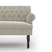 Beige linen chesterfield settee button tufted scrolled arm loveseat by La Spezia additional picture 14
