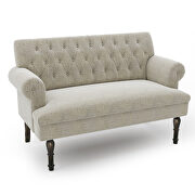 Beige linen chesterfield settee button tufted scrolled arm loveseat by La Spezia additional picture 17