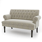 Beige linen textured fabric chesterfield settee button tufted scrolled arm loveseat additional photo 4 of 18