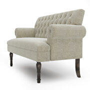 Beige linen textured fabric chesterfield settee button tufted scrolled arm loveseat additional photo 5 of 18