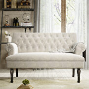 Beige linen chesterfield settee button tufted scrolled arm loveseat by La Spezia additional picture 6