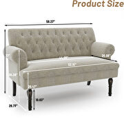 Beige linen chesterfield settee button tufted scrolled arm loveseat by La Spezia additional picture 9