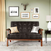 Modern solid loveseat sofa upholstered brown pu leather 2-seat couch by La Spezia additional picture 17