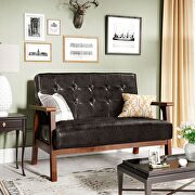 Modern solid loveseat sofa upholstered brown pu leather 2-seat couch by La Spezia additional picture 18
