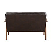 Modern solid loveseat sofa upholstered brown pu leather 2-seat couch by La Spezia additional picture 6