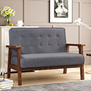 Modern solid loveseat sofa gray linen blend fabric 2-seat couch by La Spezia additional picture 14