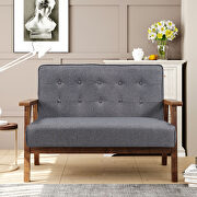 Modern solid loveseat sofa gray linen blend fabric 2-seat couch by La Spezia additional picture 15