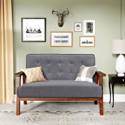 Modern solid loveseat sofa gray linen blend fabric 2-seat couch by La Spezia additional picture 18