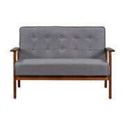 Modern solid loveseat sofa gray linen blend fabric 2-seat couch by La Spezia additional picture 7