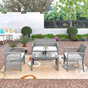 Gray rattan chair, sofa and table patio 4 piece set by La Spezia additional picture 17