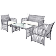 Gray rattan chair, sofa and table patio 4 piece set by La Spezia additional picture 6