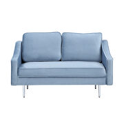 Blue velvet morden style couch furniture upholstered loveseat sofa by La Spezia additional picture 9
