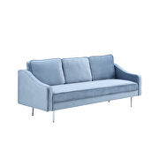 Blue velvet morden style couch furniture upholstered three seat sofa by La Spezia additional picture 6