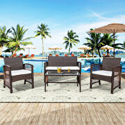 Brown rattan chair, sofa and table patio 4 piece set by La Spezia additional picture 5