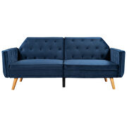 Blue velvet upholstered modern convertible folding futon lounge by La Spezia additional picture 15